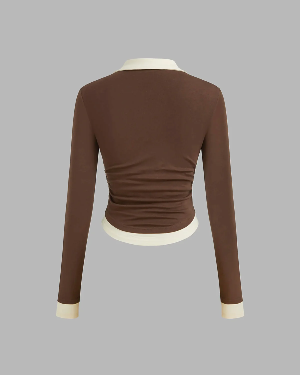 Tipped Collar Ribbed Fitted Top - Image 5