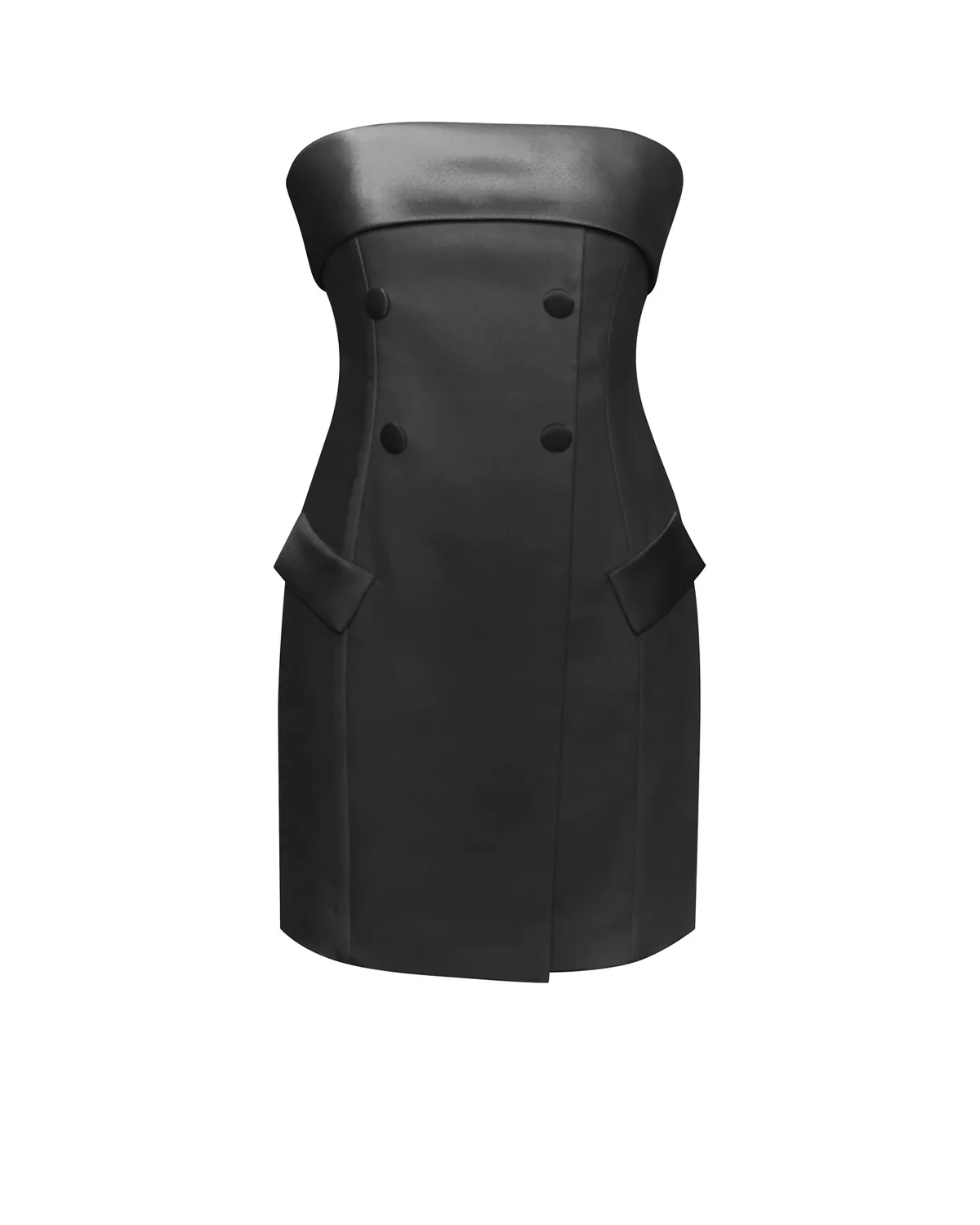 Tuxedo Inspired Bandeau Dress In Black - Image 6