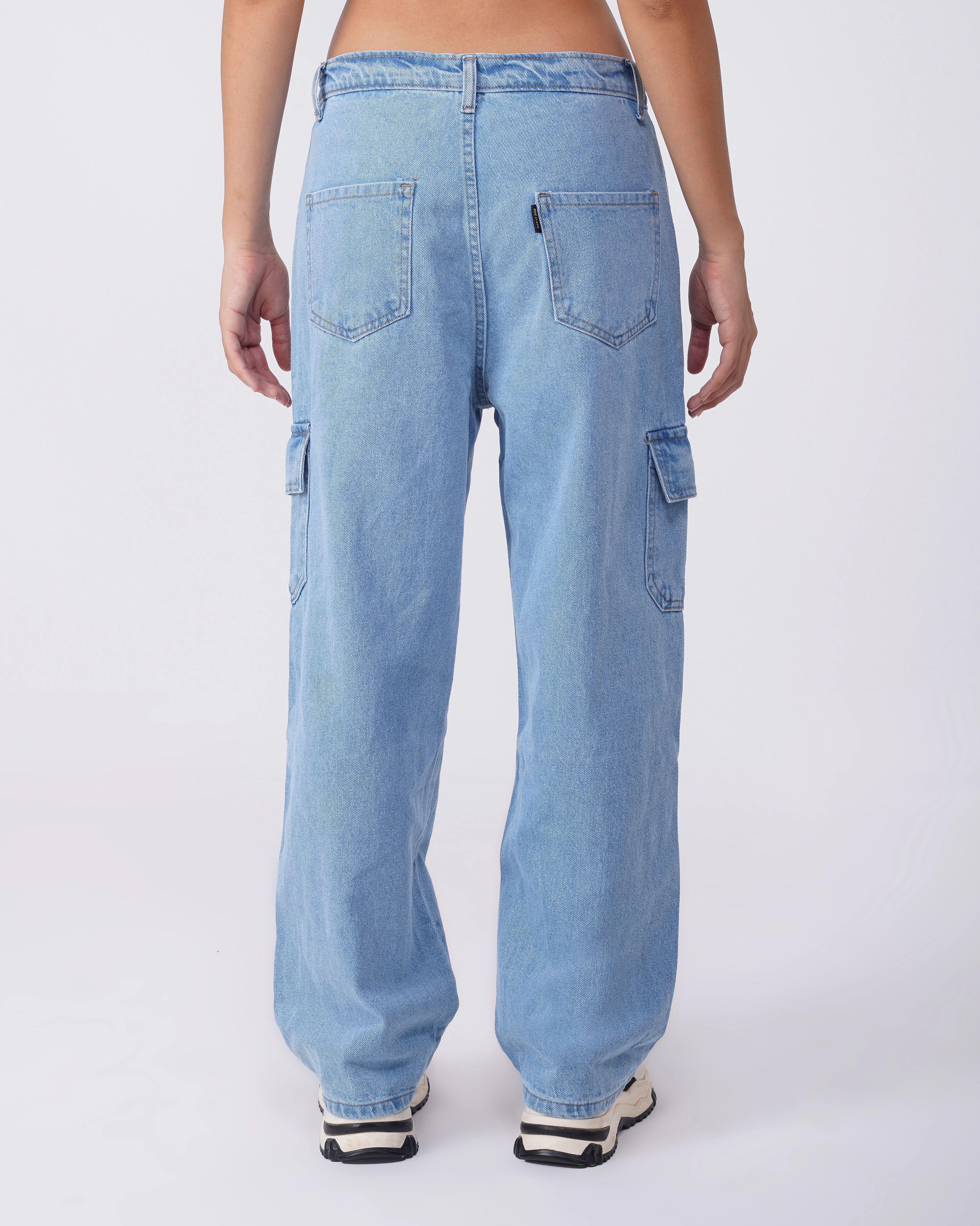 Light Blue Washed Cargo Jeans - Image 3