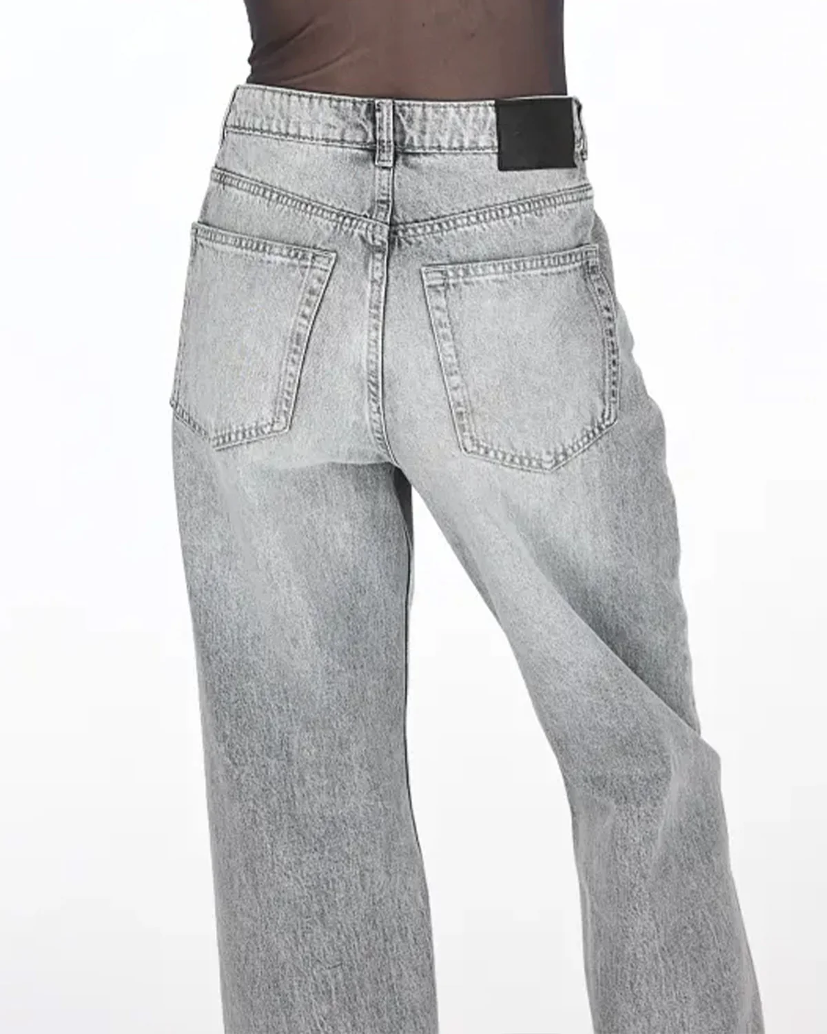 Washed Grey Straight Fit Jeans - Image 4