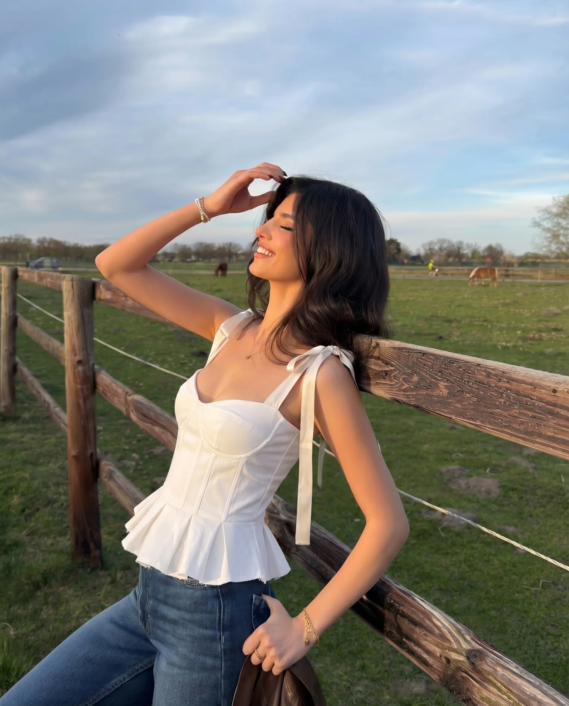 White Structured Peplum Top - Image 2