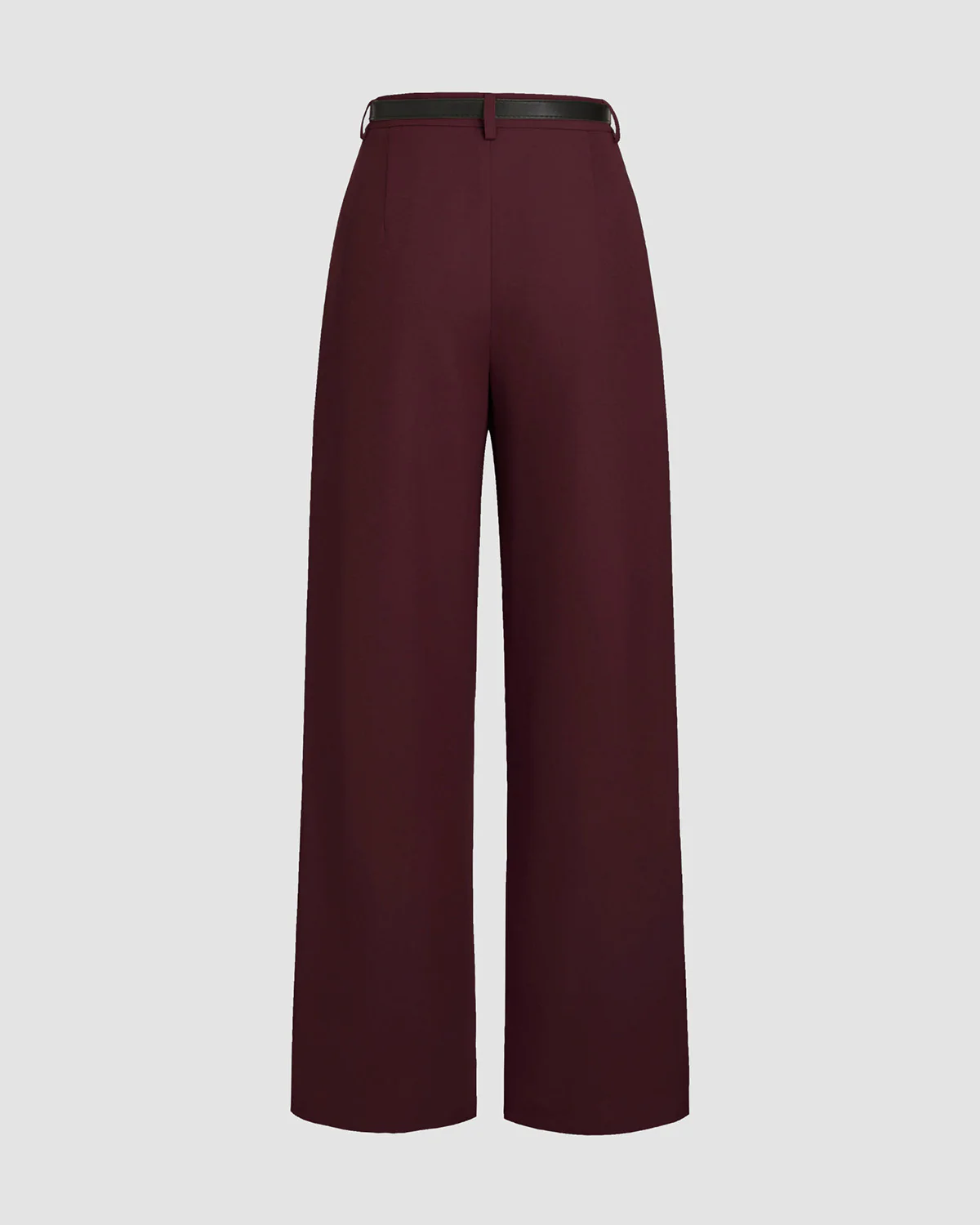 Maroon Pleated Pants With Belt - Image 2