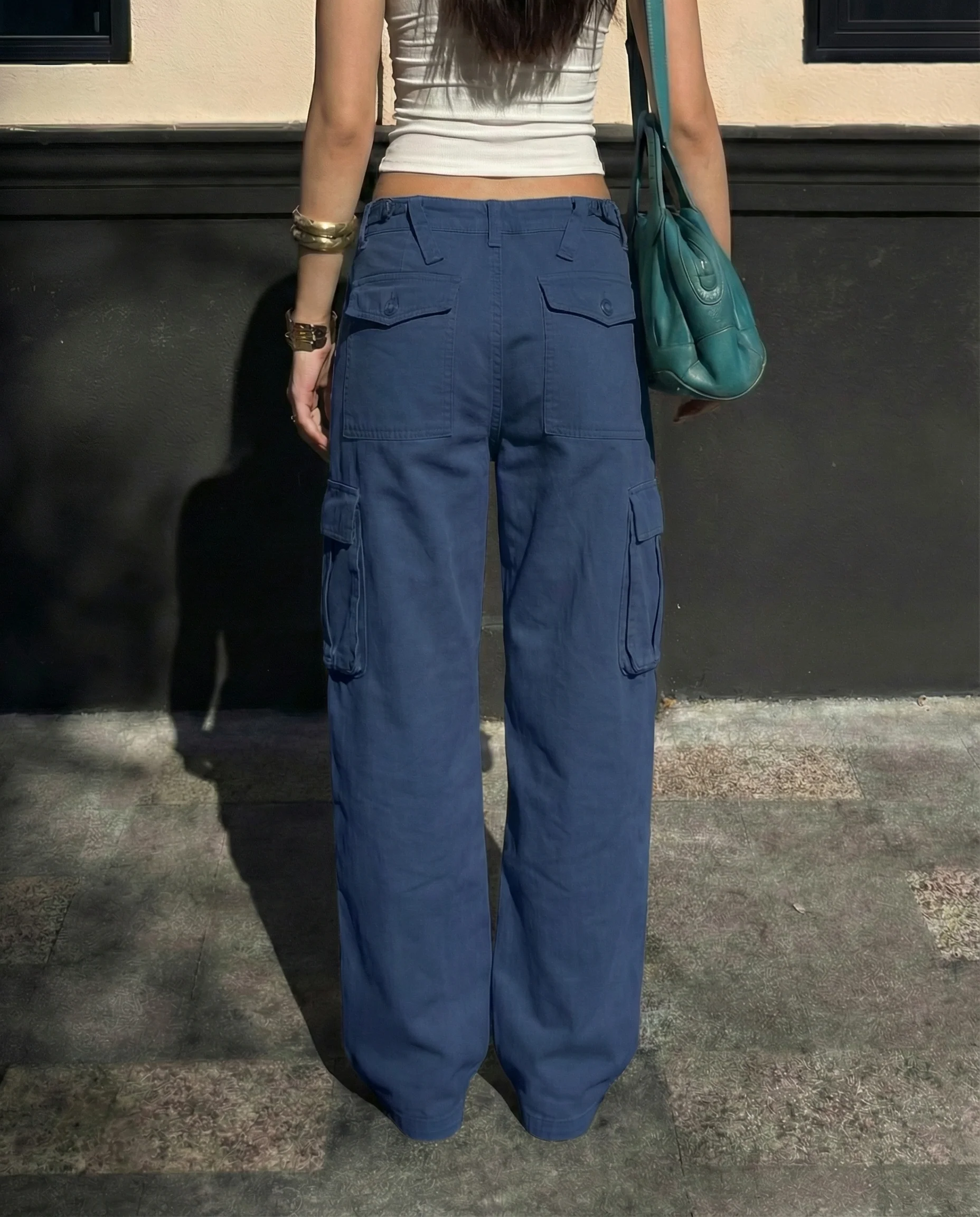 Navy Blue Wide Leg Adjustable Cargo - Image 3