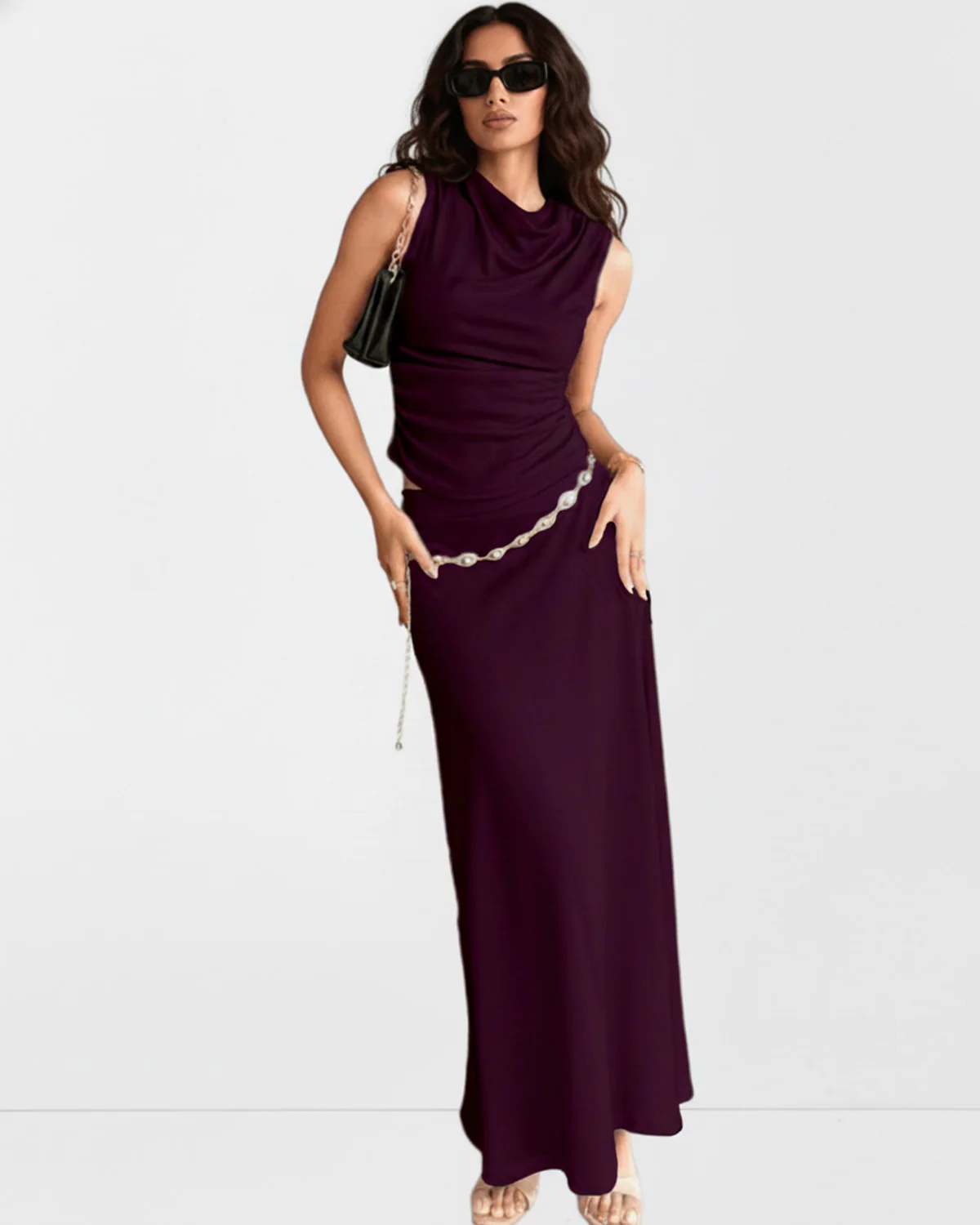 Wine Ribbed Co-ord Set